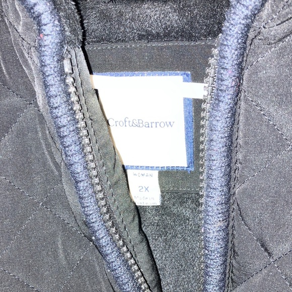 Croft & Barrow Black Quilted Winter Coat Hooded 2X - Picture 2 of 5